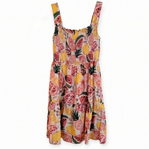 By The River Fruit Print Smocked Mini Dress 🍓 Summer Vibes Size S Cute & Fun - Picture 2 of 12